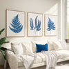 Set of 3 blue living room fern prints