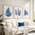 Set of 3 blue living room fern prints