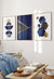 set of 3 blue and gold bedroom decor