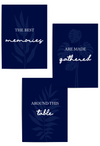 set of 3  navy blue kitchen diner wall art decor