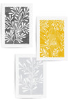 set of 3 yellow miustard grey botanical decor