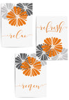 set of 3 orange and grey bathroom prints