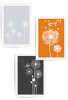 orange and grey wall art with dandelion flowers