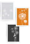 orange and grey wall art with dandelion flowers