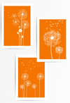 set of 3 orange dandelion prints