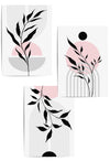 set of 3 pink and grey mid century prints