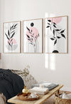 set of 3 pink anbd grey abstract bedroom prints