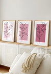 pink wall art flowers