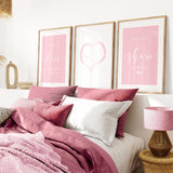 over the bed pink bedroom prints