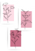 set of 3 pink floral line art prints