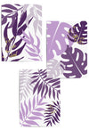 set of 3 purple and gold leaf botanics