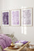 set of 3 botanical lilac bedroom prints