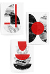 set of 3 red and black wall pictures