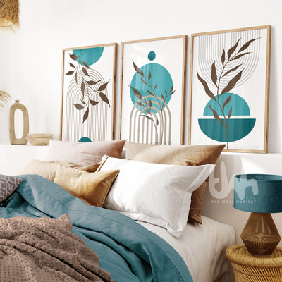 teal and brown bedroom decor