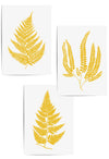 set of 3 yellow mustard fern botanical wall art