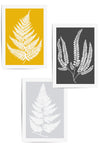 set of 3 yellow mustard fern prints