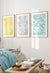 set of 3 teal and yellow bedroom decor