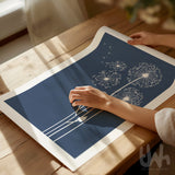 blue floral dandelion poster