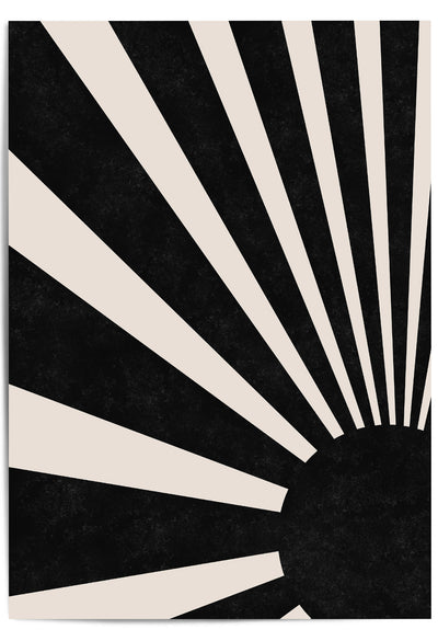 Black and Beige Sunburst Poster