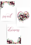 sweet dreams bedroom prints with burgundy florals