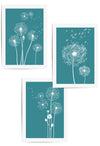 teal dandelion wall art 3pc set