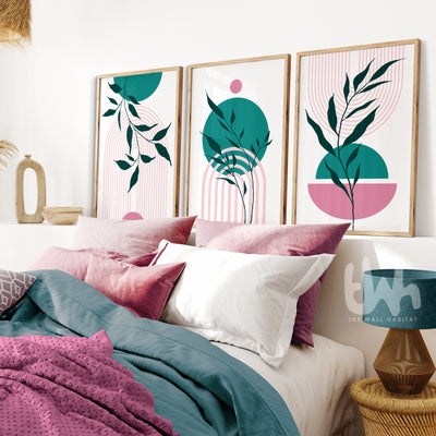 teal and pink bedroom decor