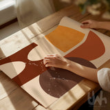 Terracotta and brown abstract geometric wall art print