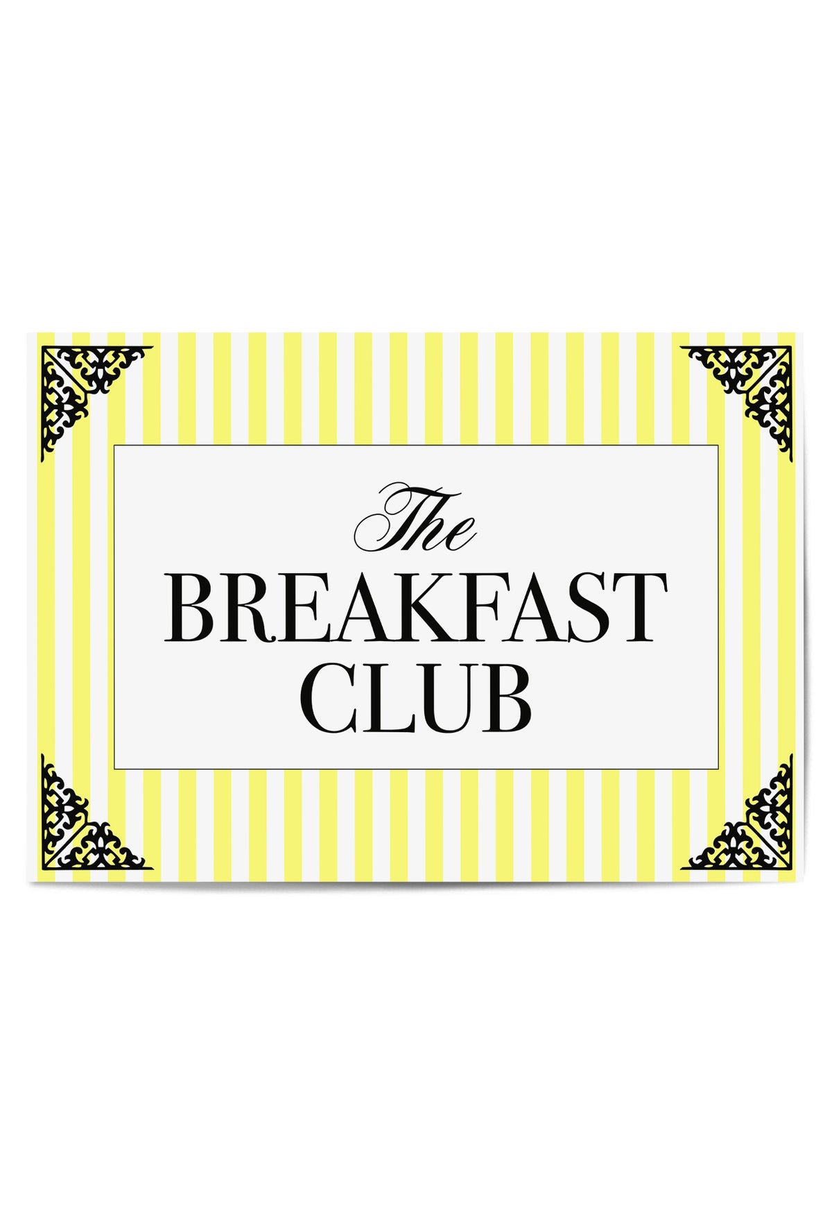 The Breakfast Club Yellow Kitchen Wall Art – French Bistro Striped Print