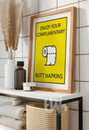 butt napkin bathroom print in yellow