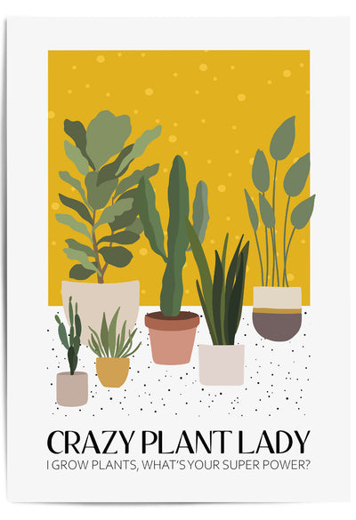 mustard yellow crazy plant lady art