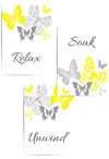 ellow grey butterfly bathroom prints