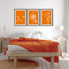 3pc orange dandelion prints