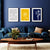 3pc yellow and blue wall art