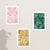 3pc Mustard Pink and Green Leaf Prints