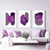 Set of 3 Purple and Gold Wall Art