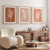 3pc living room boho wild flower burnt orange decor