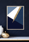 blue and gold wall art geometric poster