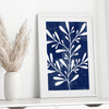 navy blue brushed leaf print