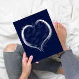 heart leaf print in navy blue
