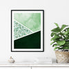 green geometric block print