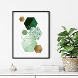Green & Gold Abstract Wall Art Set of 3 – Modern Geometric Emerald Prints – Contemporary Home Decor