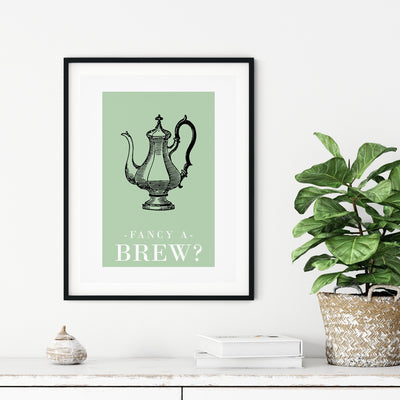 fancy a brew sage green prints