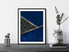 geometric abstract navy blue and gold print with leopard