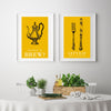 2pc retro yellow kitchen prints