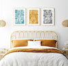 3pc over the bed teal and yellow wall art