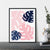3pc Navy and Pink Leaf Print