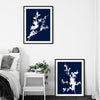 blue bedroom blossom prints