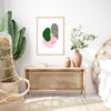 pink and green wall decor