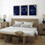 3pc navy blue over the bed wall art